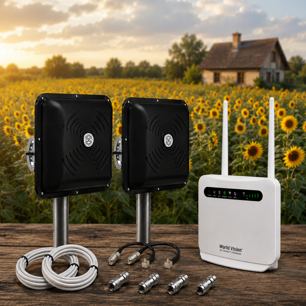 Комплект мобільного 4G LTE інтернету в село World Vision 4G CONNECT Standard + 2 чорні антени ENERGY MIMO 2&times;15 дБ 6892 фото